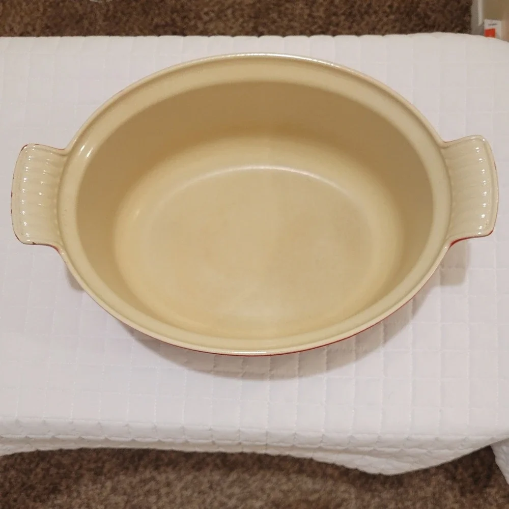 VTG Le Creuset Red Enameled Cast Iron Oval Baker Dutch Oven Casserole 7.25 QT